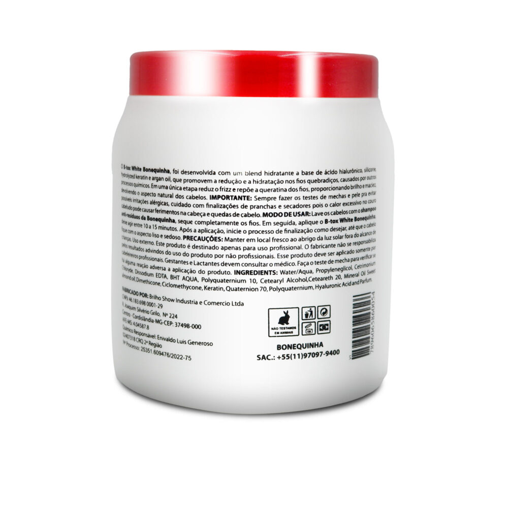 Bonequinha Btox Capillary White Reduces Volume and Frizz Hair Care 1Kg/35.2 oz - Image 2