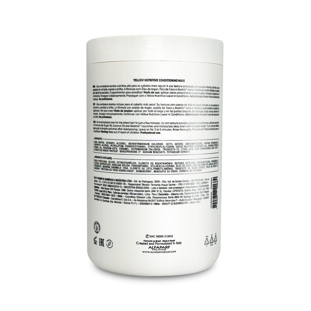 Alfaparf Conditioning Mask Yellow Nutritive Dry Hair Cabelos Secos Hair Care 1L/33.81fl.oz - Image 2