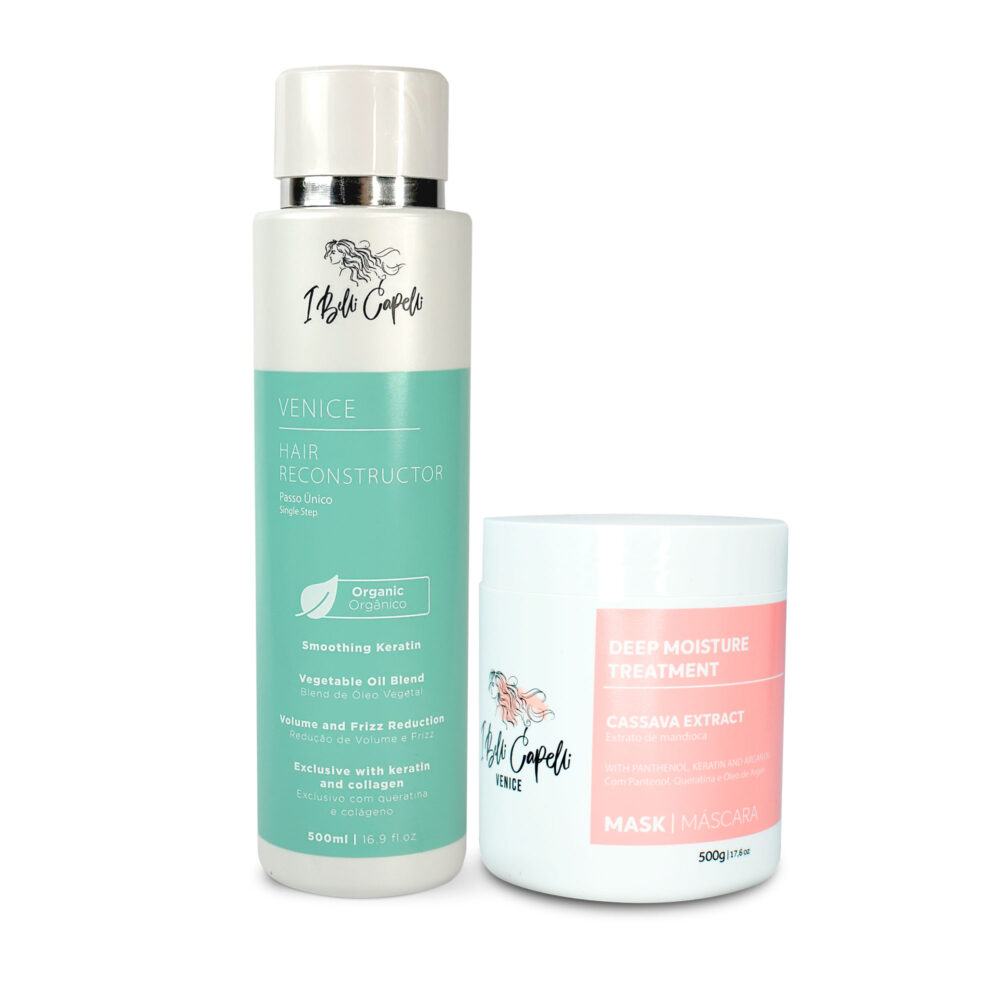 Kit I Belli Capelli Venice Recontructor Smoothing Keratin Organic and Cassava Extract Mask