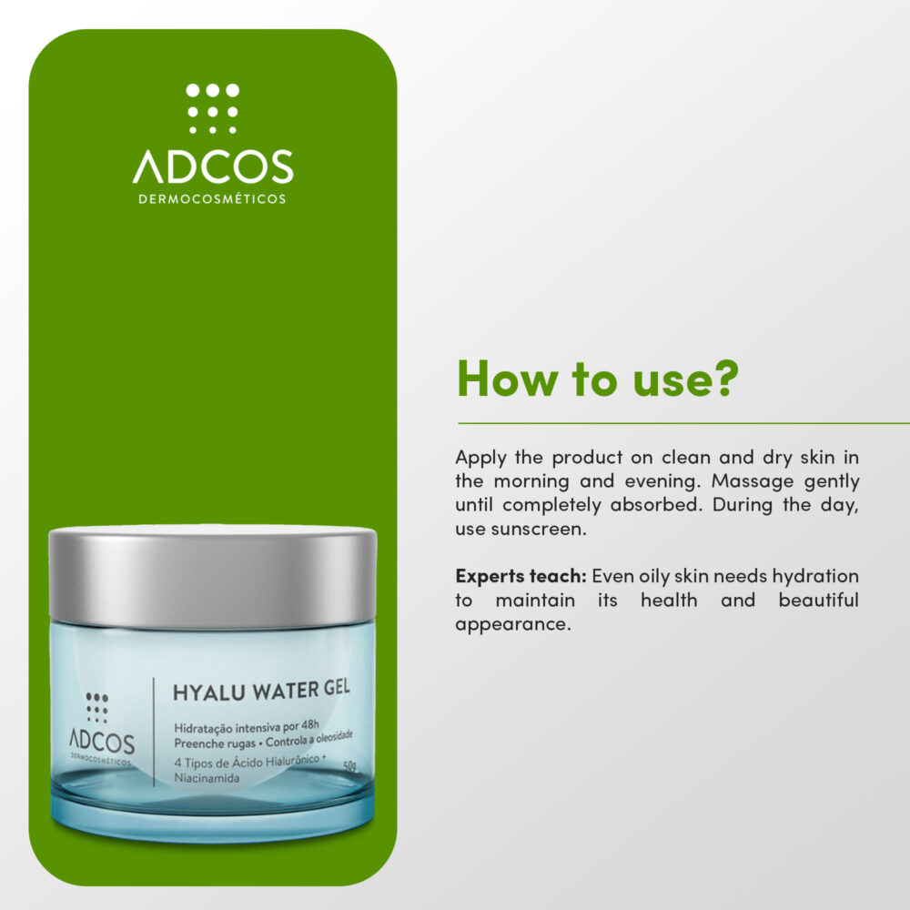 Adcos Hyalu Water Facial Moisturizer Fills Wrinkles Controls Oiliness Gel Skin Care 50g/1.69 oz - Image 2