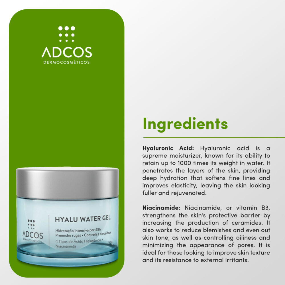 Adcos Hyalu Water Facial Moisturizer Fills Wrinkles Controls Oiliness Gel Skin Care 50g/1.69 oz - Image 3