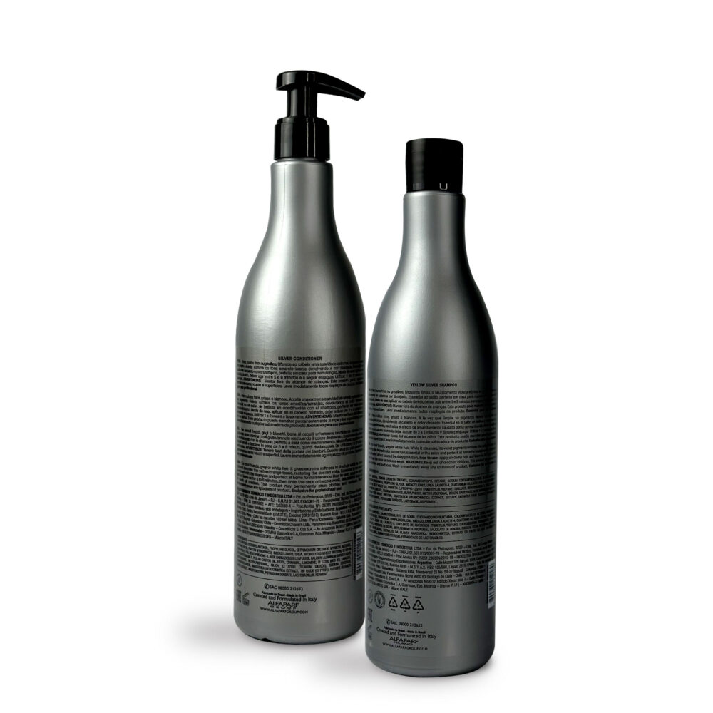 Kit Alfaparf Yellow Shampoo Conditioner Silver Deep Cleasing Hydration Hair Blonde 2x500ml/16.9fl.oz - Image 2