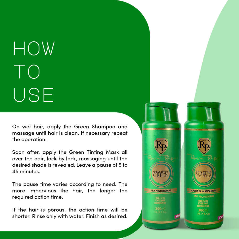 Robson Peluquero Kit Green Home Care Rp Restorer Extreme Luminous Shampoo 2x300ml/2x10.14 fl.oz - Image 3