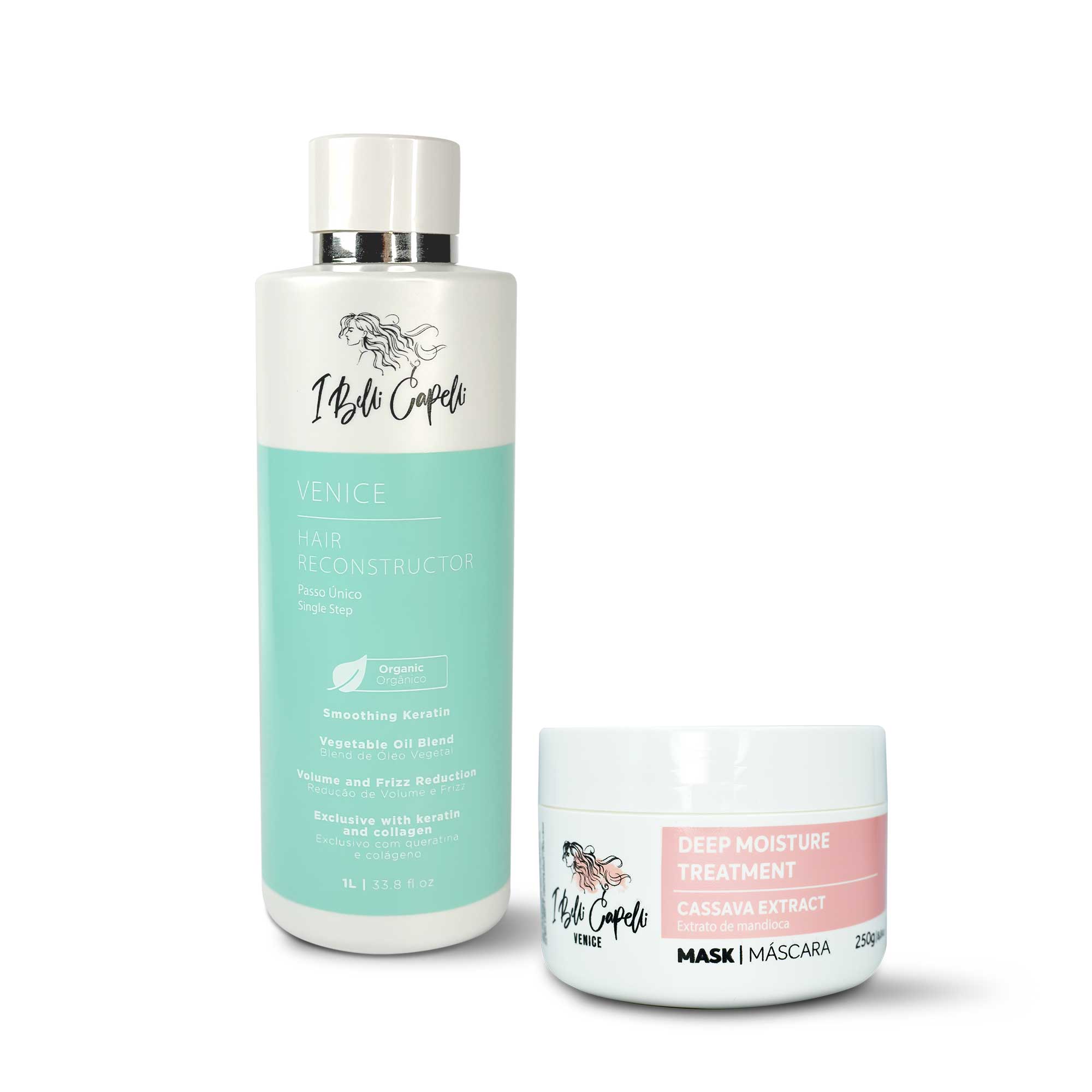 Kit I Belli Capelli Venice Hair Reconstructor Smoothing Keratin and Cassava Deep Moisture Mask