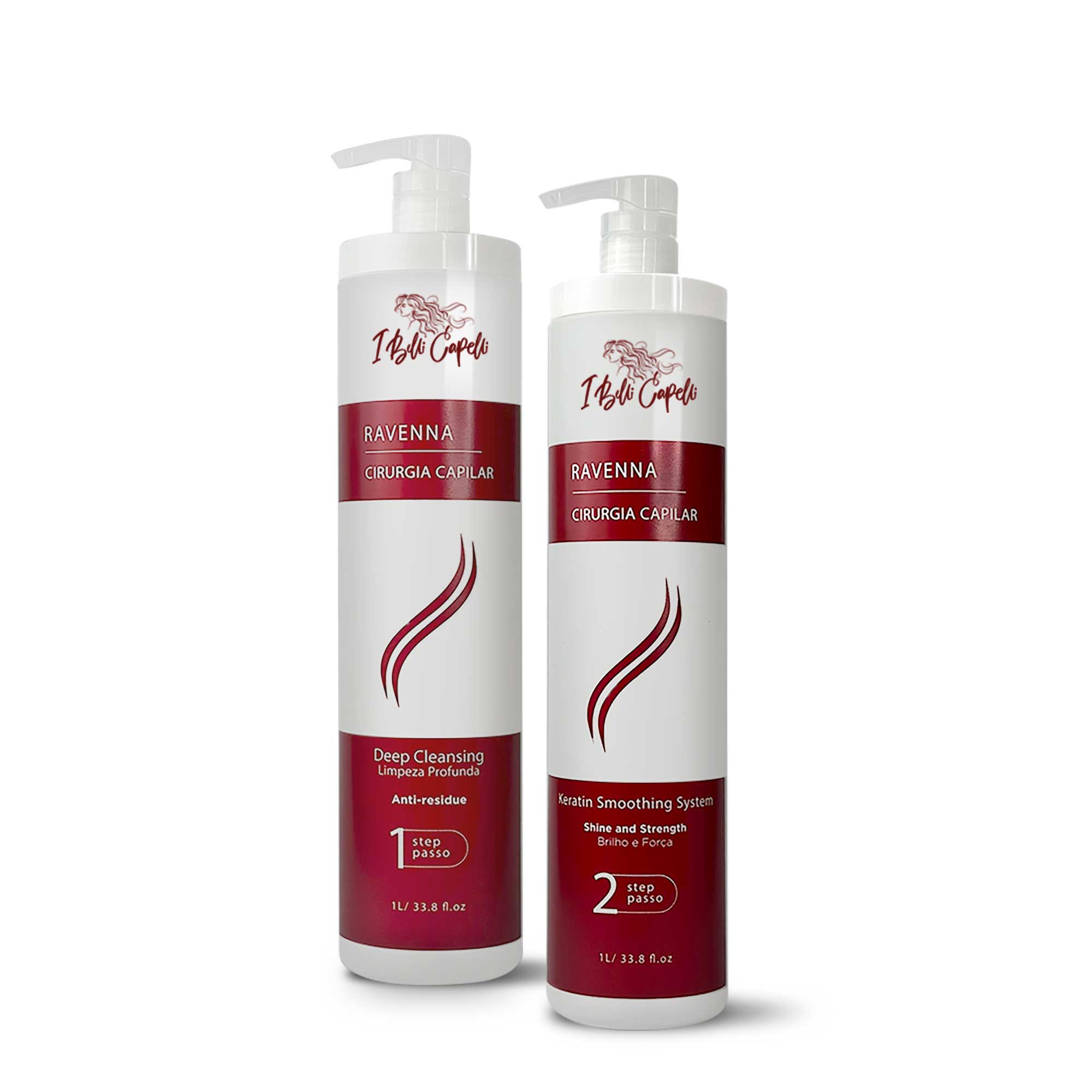Kit I Belli Capelli Ravenna Cirurgia Capilar Keratin Smoothing System 2x1L/2×33.8 fl.oz