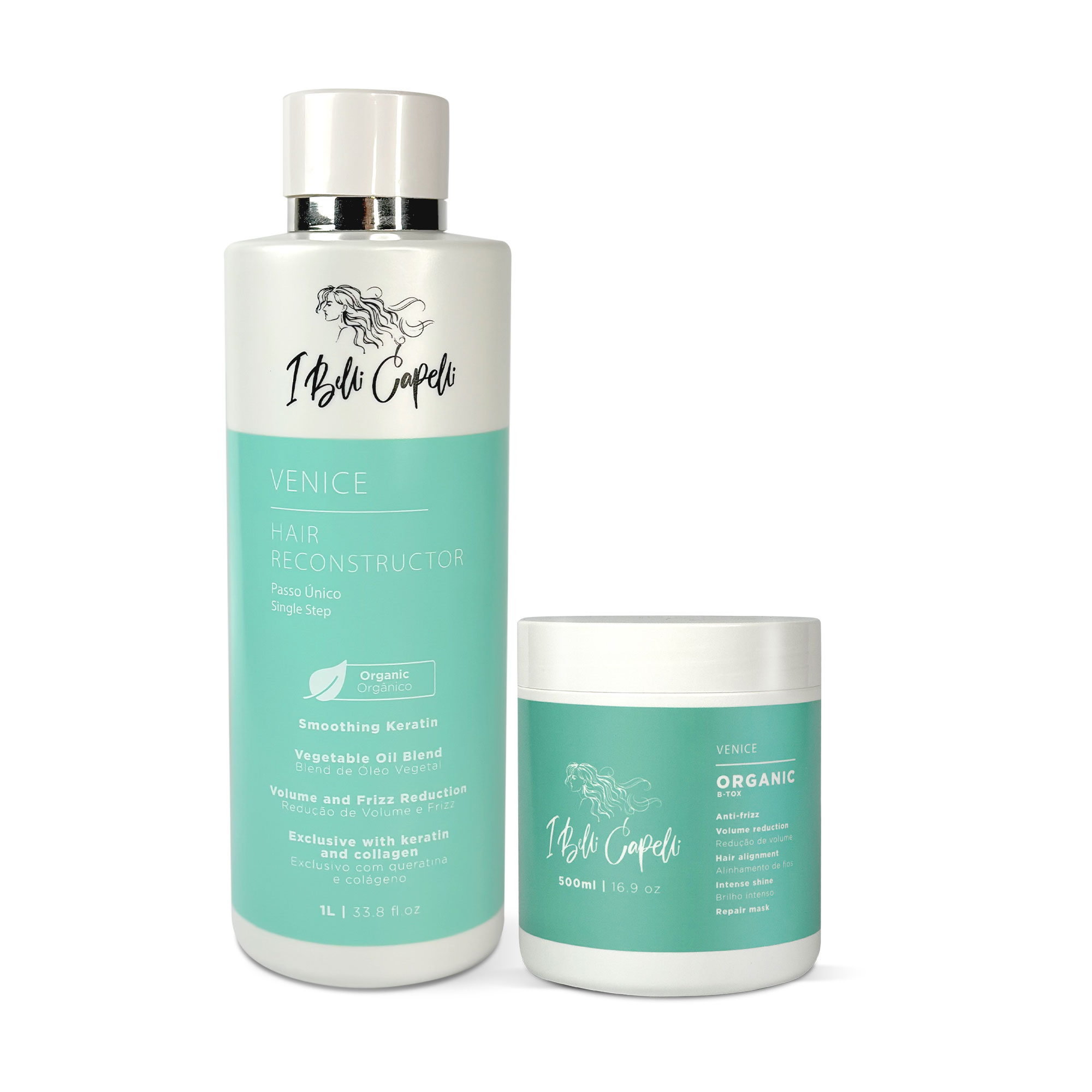 Kit I Belli Capelli Venice Hair Reconstructor Smoothing Keratin and Venice Organic Treatment B-Tox