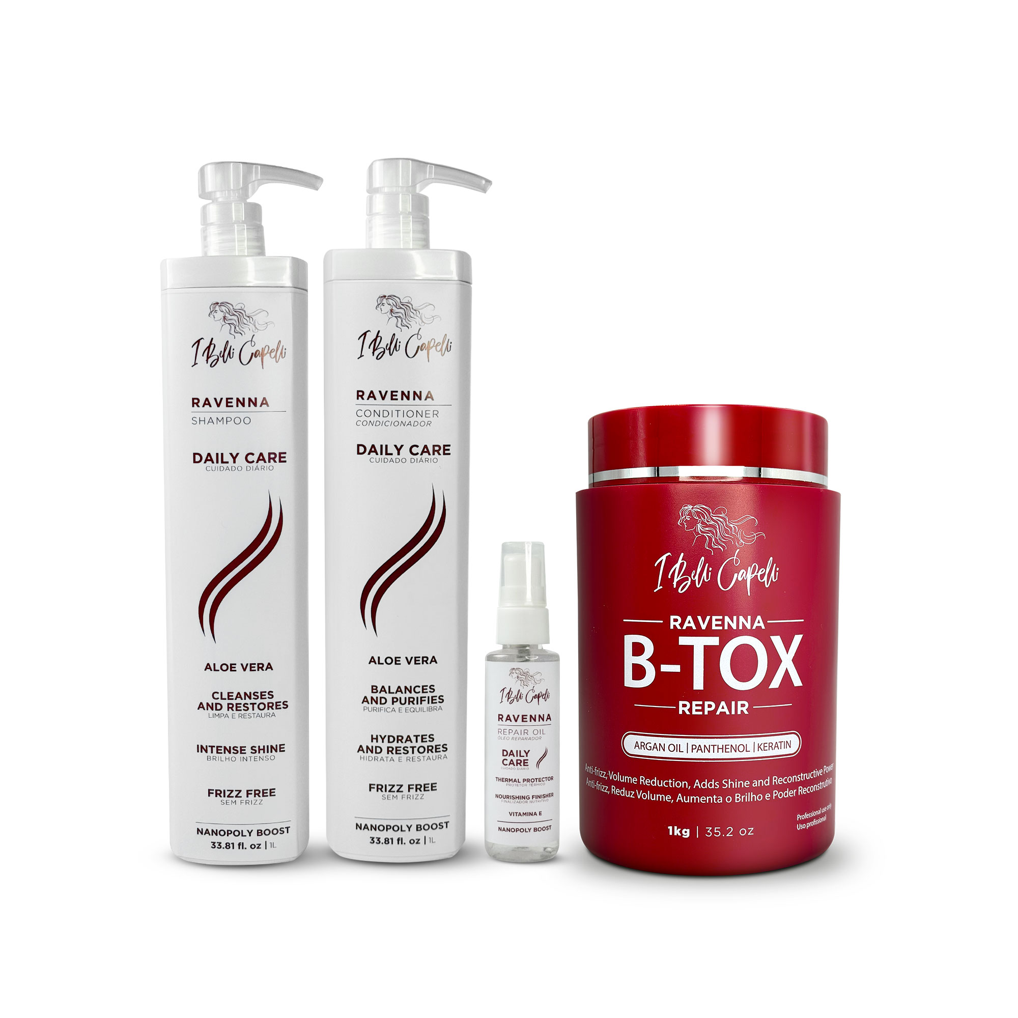 Kit Ravenna Daily Care + B-tox Repair : Hydration, Straightening, and Intense Shine