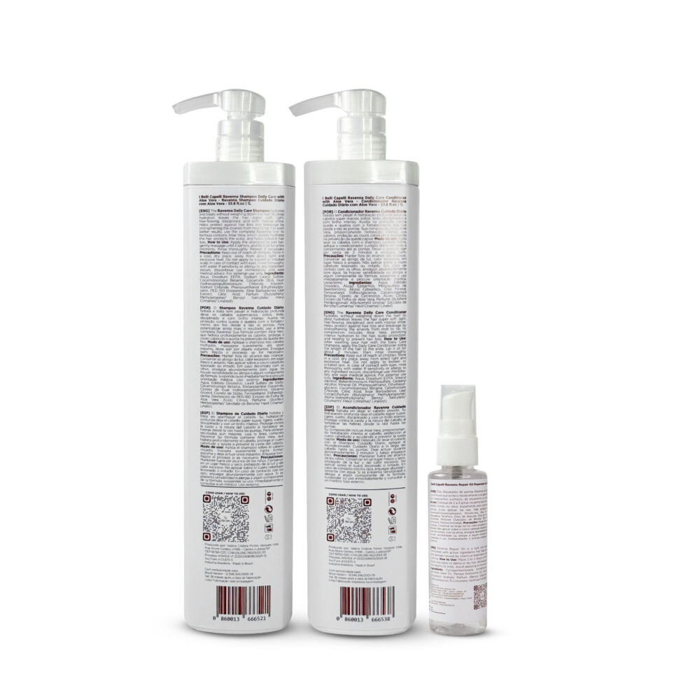 Kit I Belli Capelli Ravenna Daily Care with Aloe Vera – Shampoo + Conditioner + Repair Oil - Image 2