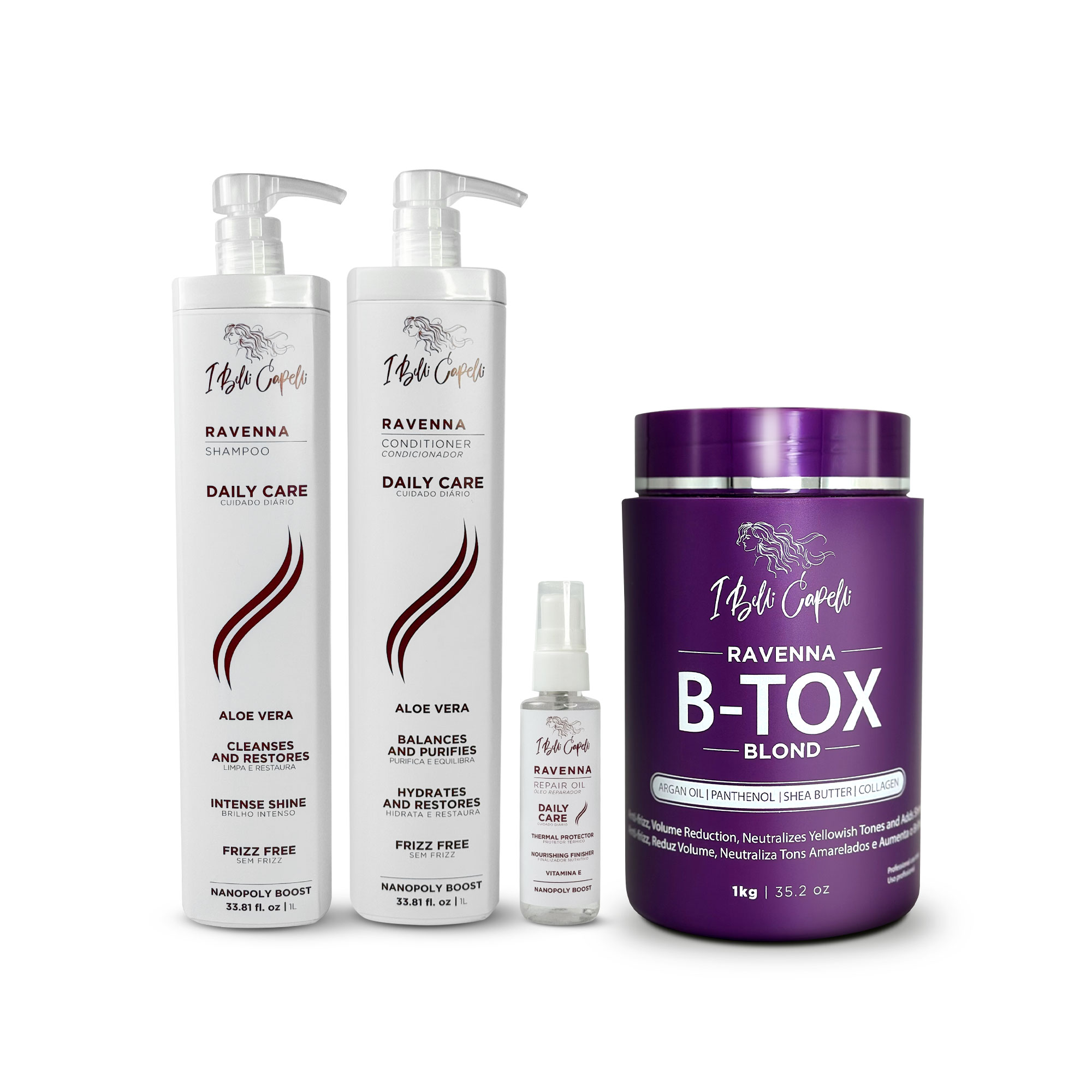 Kit Ravenna Daily Care + B-tox Blond : Hydration, Straightening, and Intense Shine