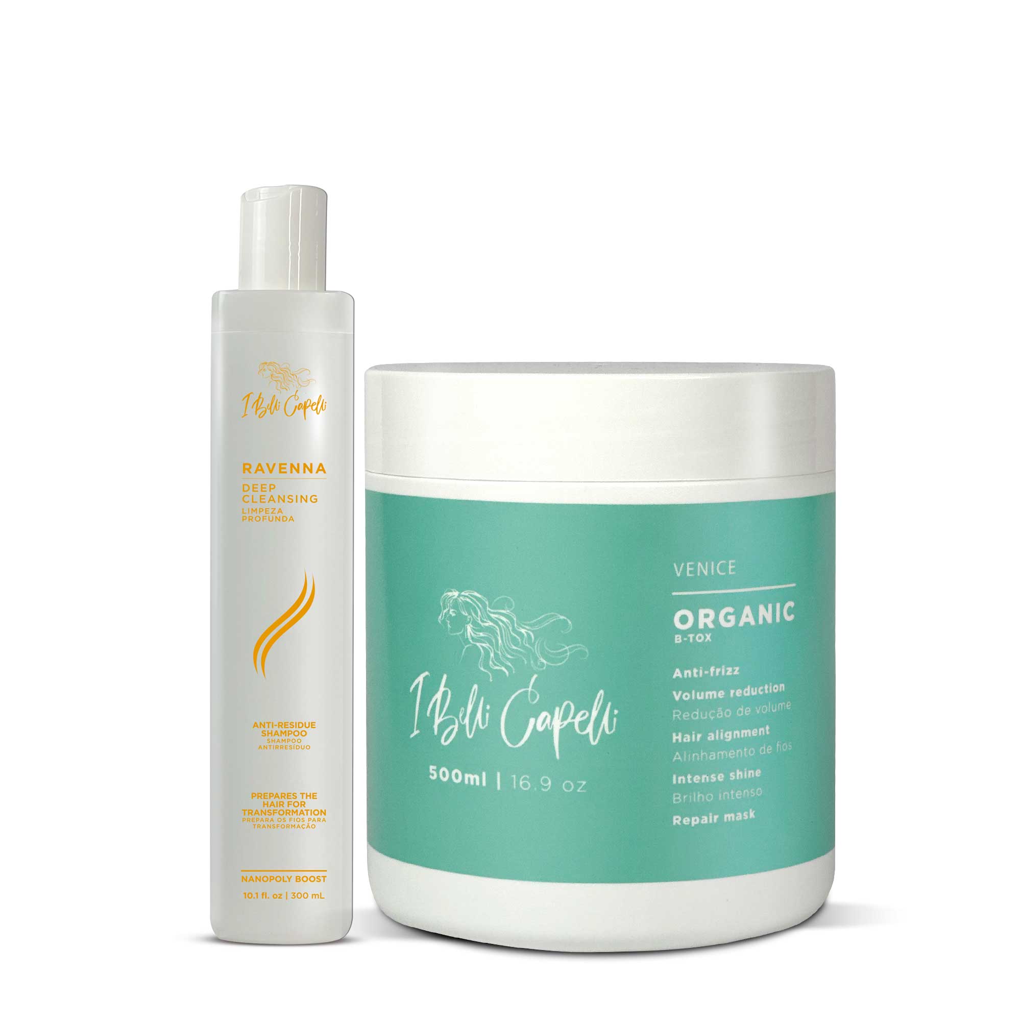 I Belli Capelli Venice B-tox Organic Treatment + Ravenna Anti-Residue Shampoo Kit