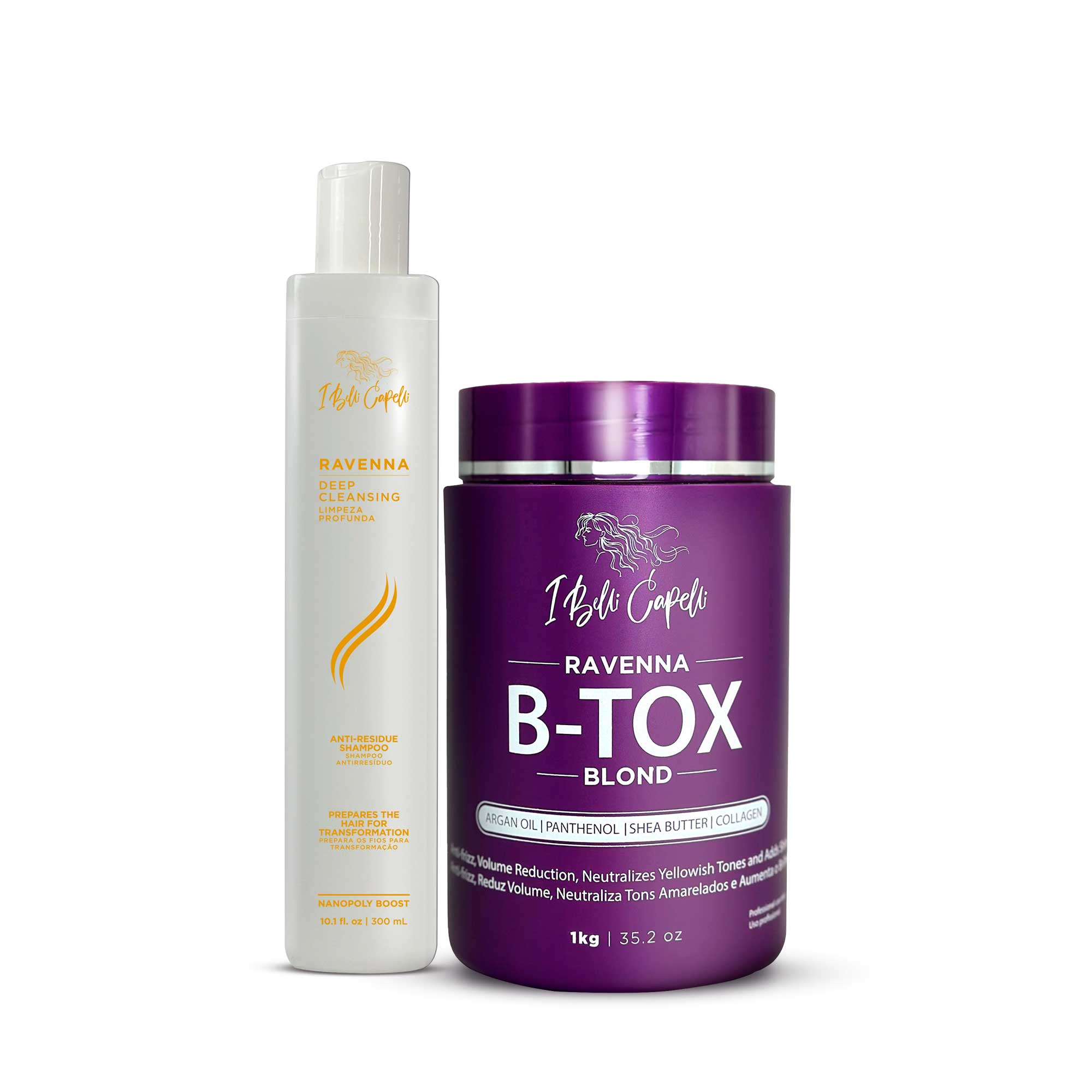 I Belli Capelli Ravenna Blond Btox Kit + Deep Cleansing Anti-Residue Shampoo