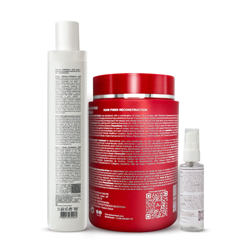 Kit I Belli Capelli B-tox Repair + Repair Oil + Deep Cleansing Anti-Residue Shampoo - Image 2