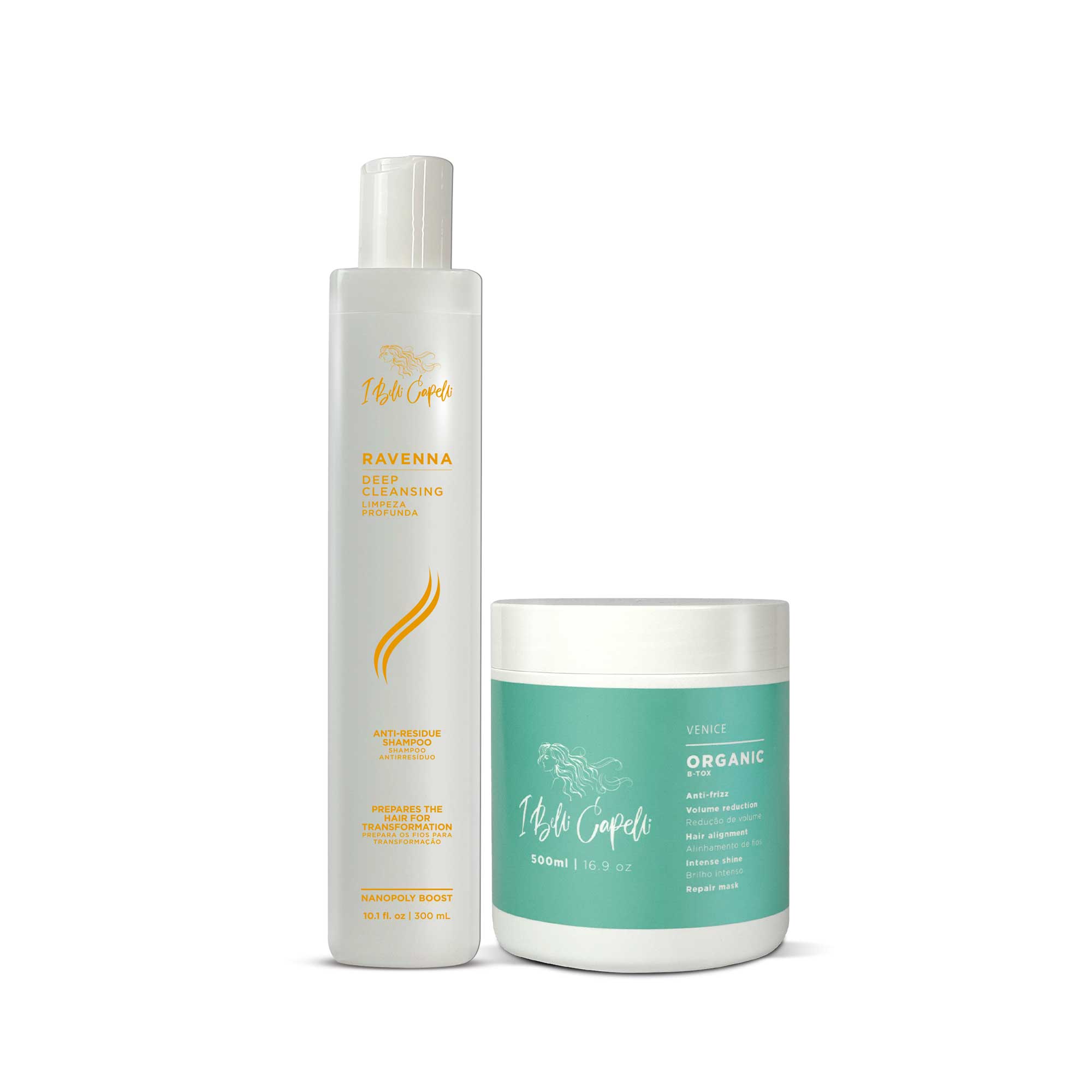I Belli Capelli Venice B-tox Organic Treatment + Ravenna Anti-Residue Shampoo Kit