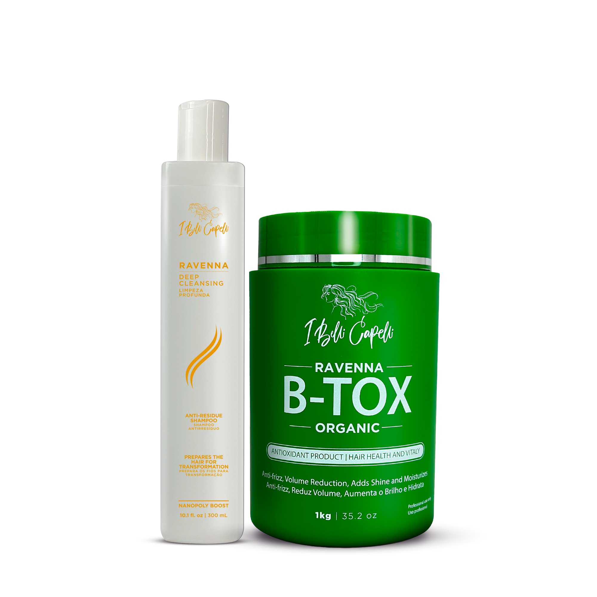 I Belli Capelli Ravenna B-tox Organic + Anti-Residue Shampoo Deep Cleansing Kit
