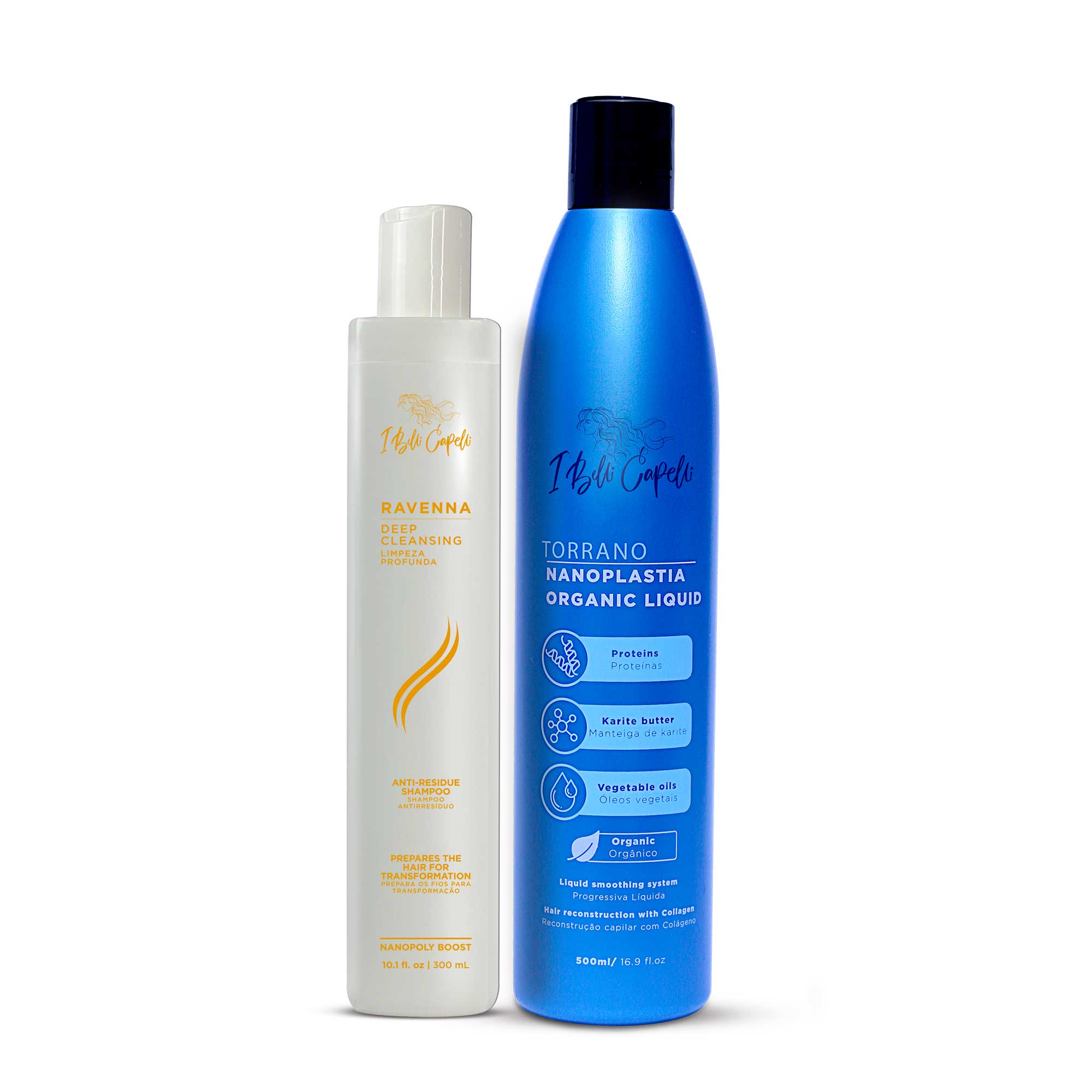 Kit I Belli Capelli Shampoo Ravenna Limpeza Profunda + Torrano Organic Fluid Style