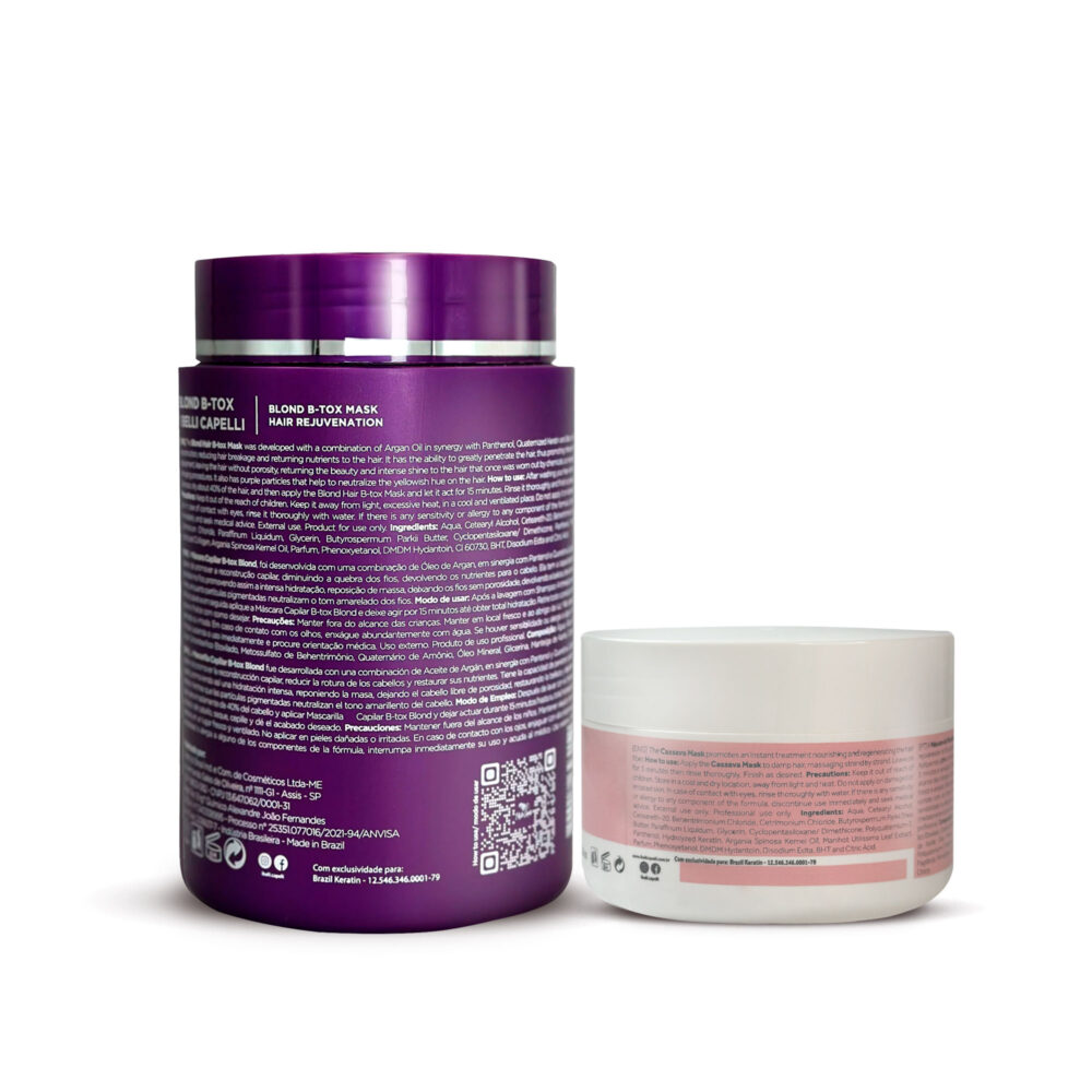 Kit I Belli Capelli Ravenna B-tox Blond 1kg/35.2 oz and Venice Mask Mandioca Hydration 250g/8.8 oz - Image 2