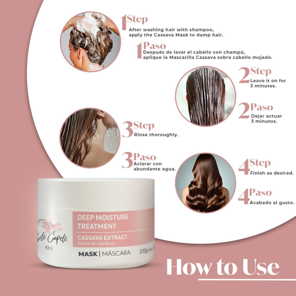 Kit I Belli Capelli Ravenna B-tox Organic 1Kg/35.2 oz and Venice Cassava Extract Mask 250g/8.81 oz Complete Treatment - Image 5