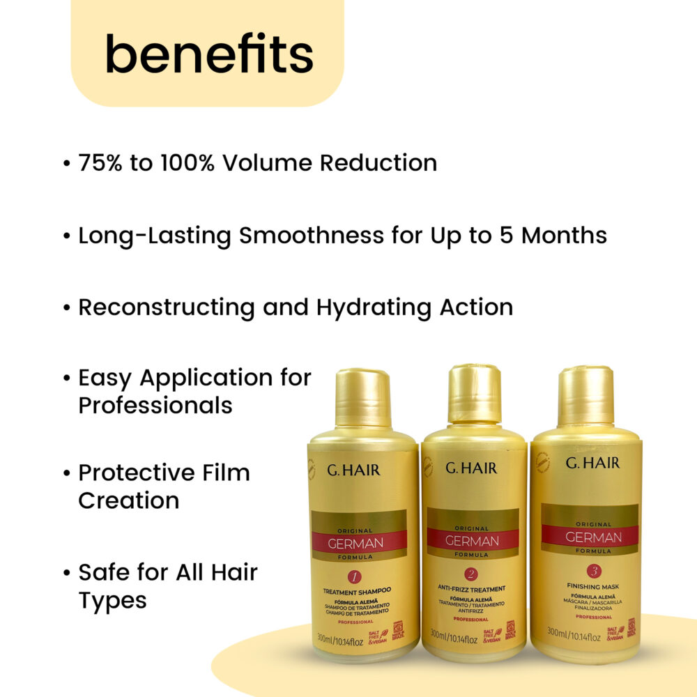 Kit G. Hair Smoothing System Treatment Fórmula Alemã 3x300ml/3x10.1 fl.oz - Image 3