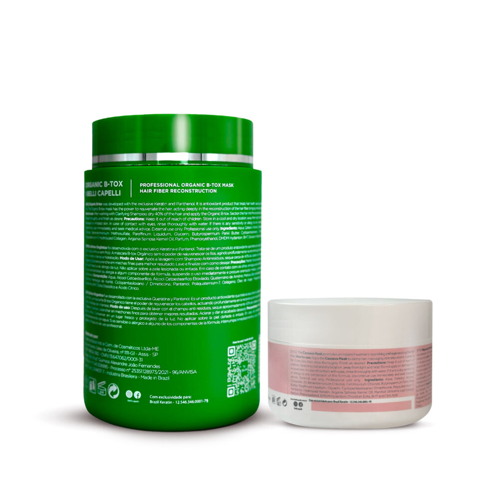Kit I Belli Capelli Ravenna B-tox Organic 1Kg/35.2 oz and Venice Cassava Extract Mask 250g/8.81 oz Complete Treatment - Image 2