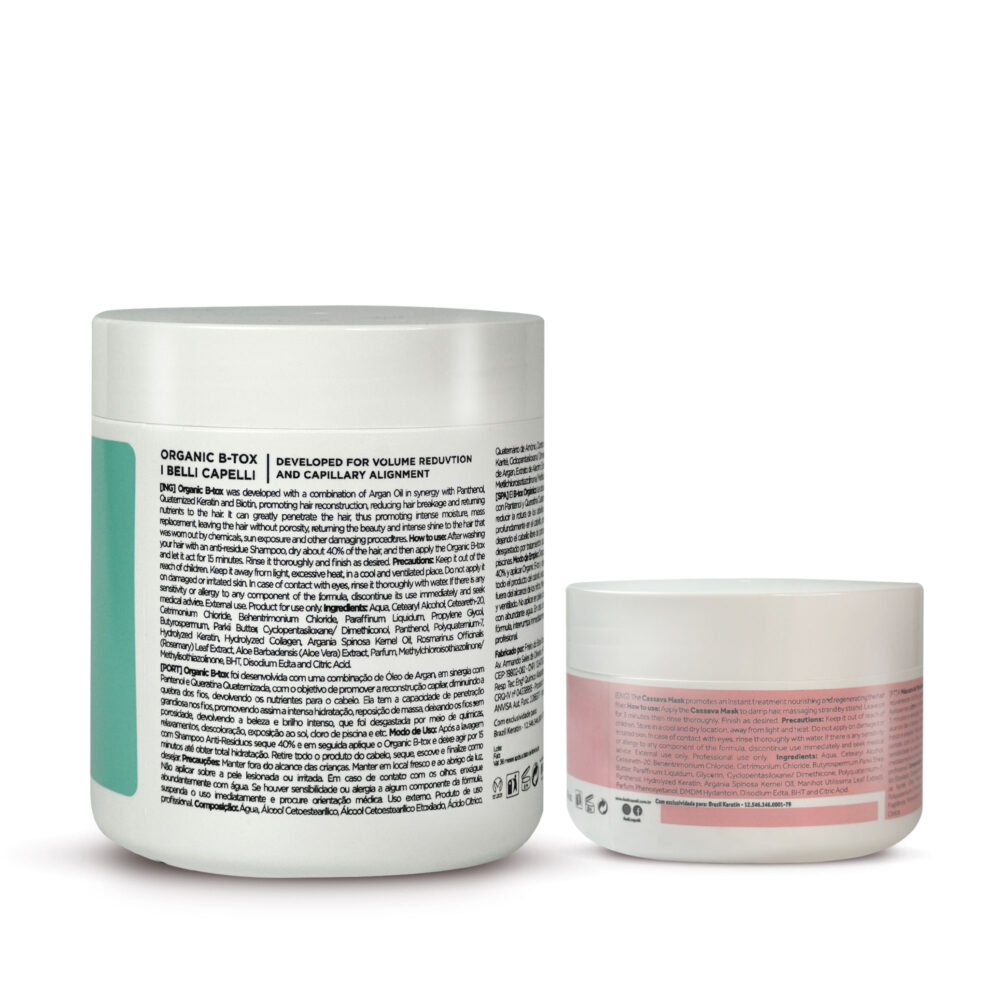 Kit Venice I Belli Capelli Organic B-Tox 500g/17.6 oz and Cassava Mask Mandioca 250g/8.8 oz - Image 2
