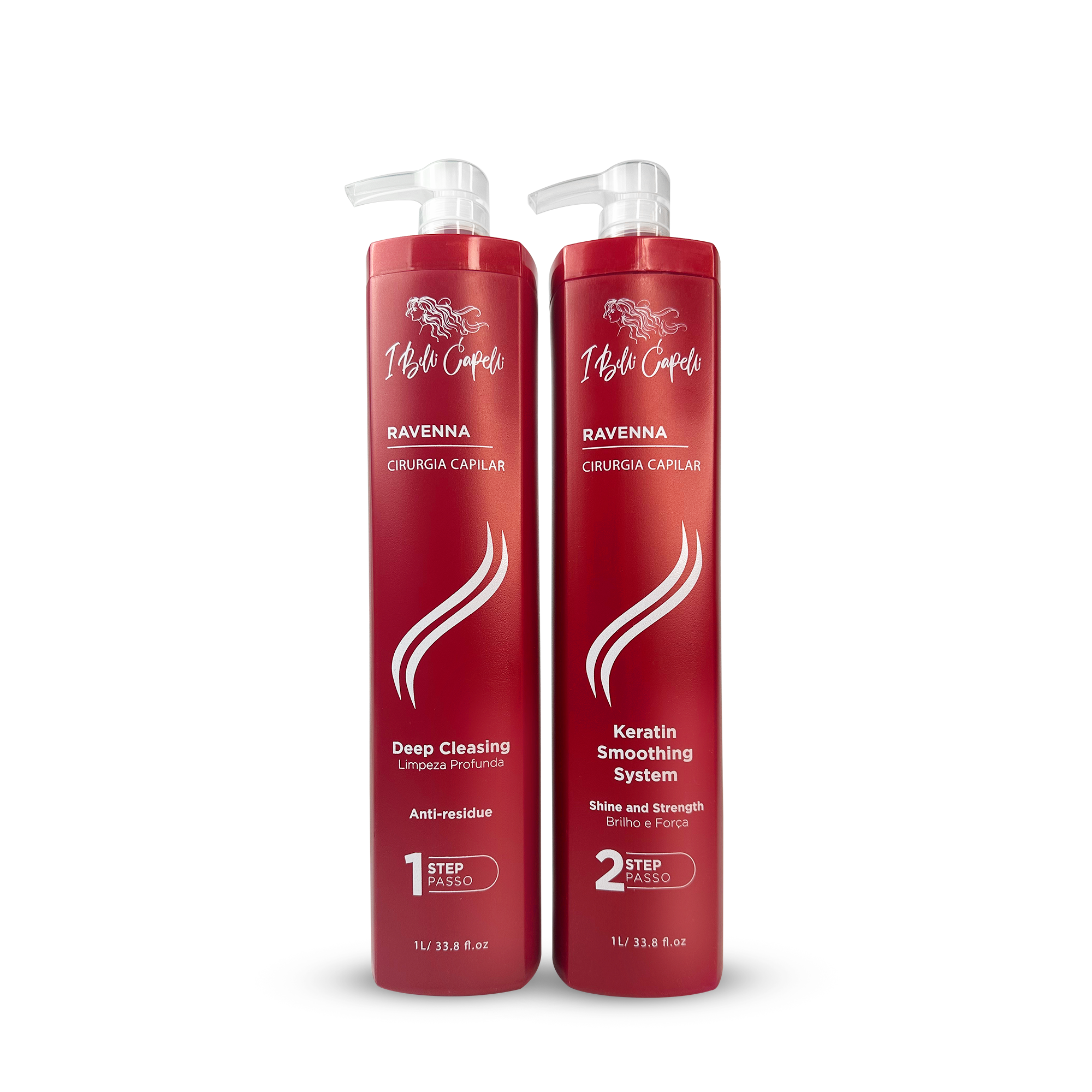 Kit I Belli Capelli Ravenna Cirurgia Capilar Keratin Smoothing System 2x1L/2×33.8 fl.oz