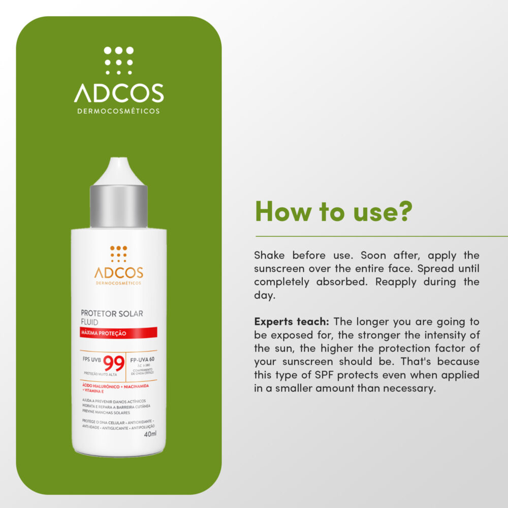 Adcos Fluid Sunscreen Maximum Protection SPF 99 Helps Protect Against Visible Light 50ml/1.69 fl.oz - Image 2