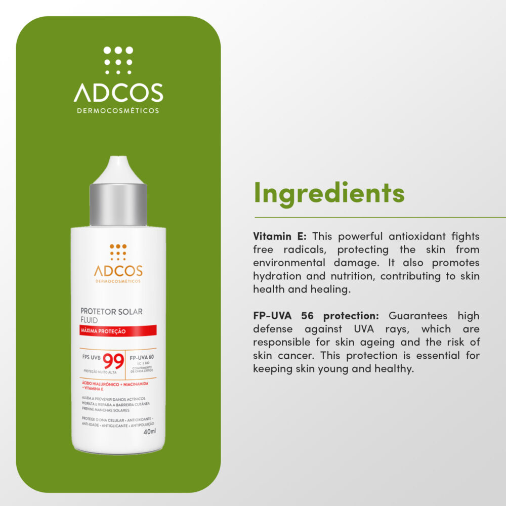 Adcos Fluid Sunscreen Maximum Protection SPF 99 Helps Protect Against Visible Light 50ml/1.69 fl.oz - Image 3