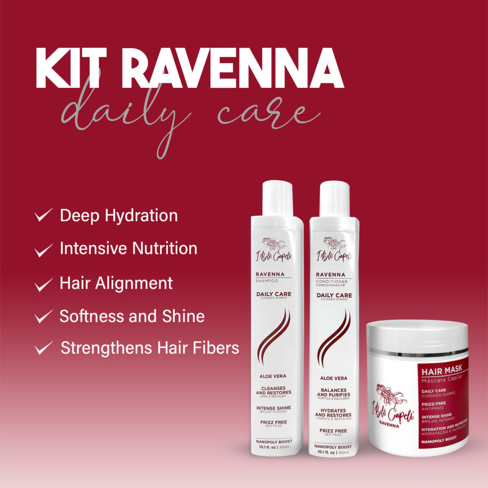 I Belli Capelli Ravenna Daily Care Kit – Shampoo and Conditioner 2x300ml + Hair Mask 500g - Image 3