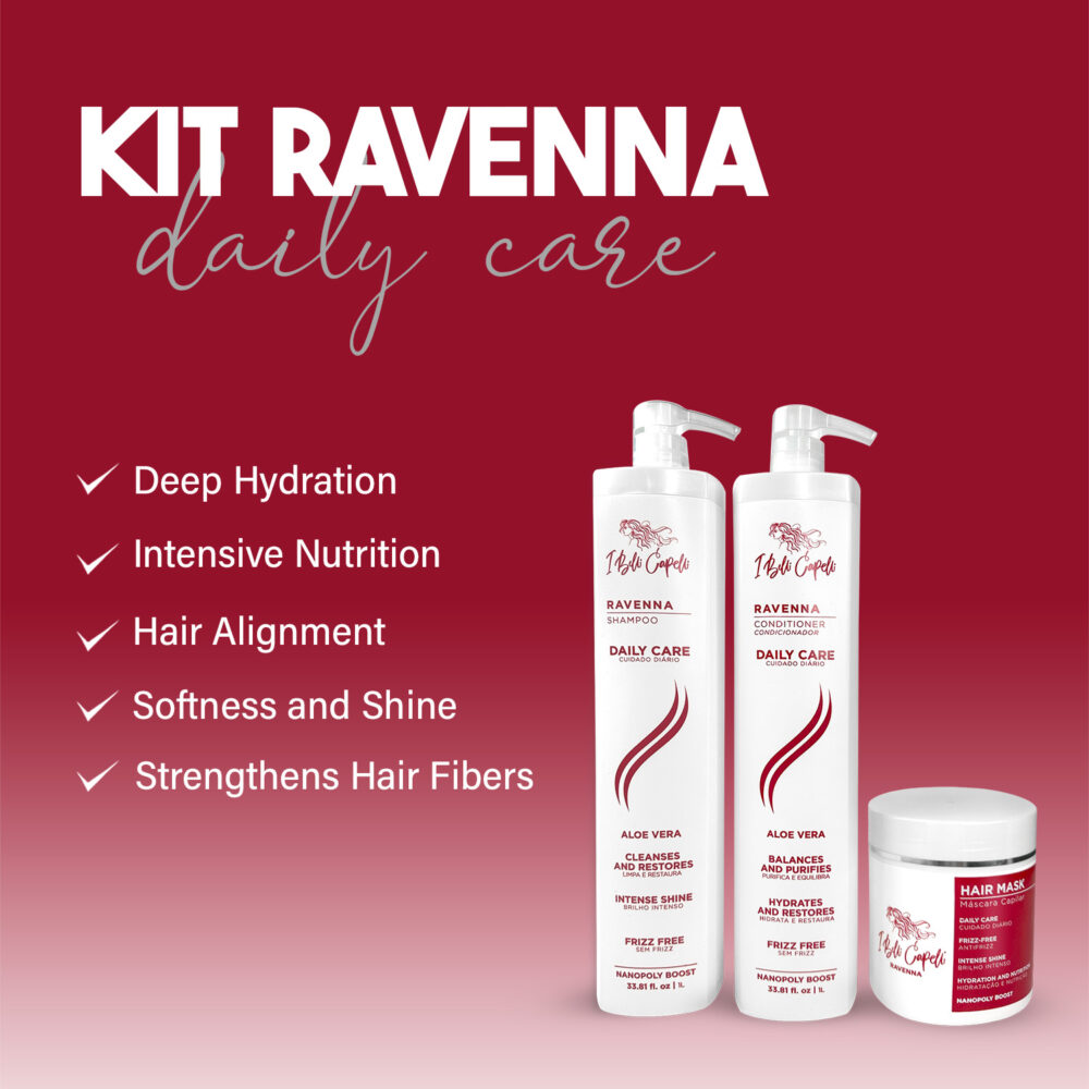 I Belli Capelli Ravenna Daily Care Kit – Shampoo and Conditioner 2x1L + Hair Mask 500g - Image 3