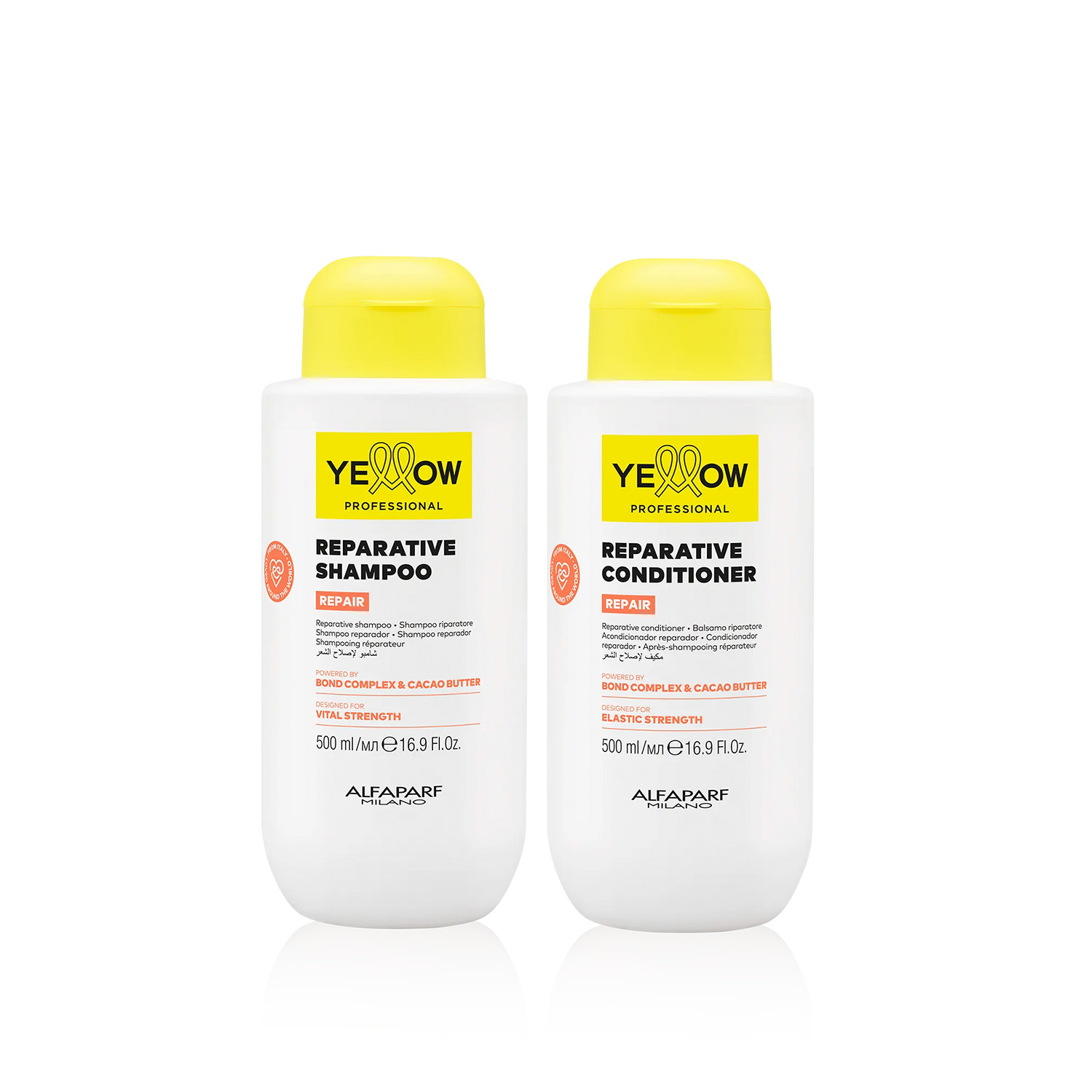 Kit Alfaparf Shampoo Conditioner Yellow Repair Almond Proteins Cacao Hair Care 2x500ml/2×16.9fl.oz