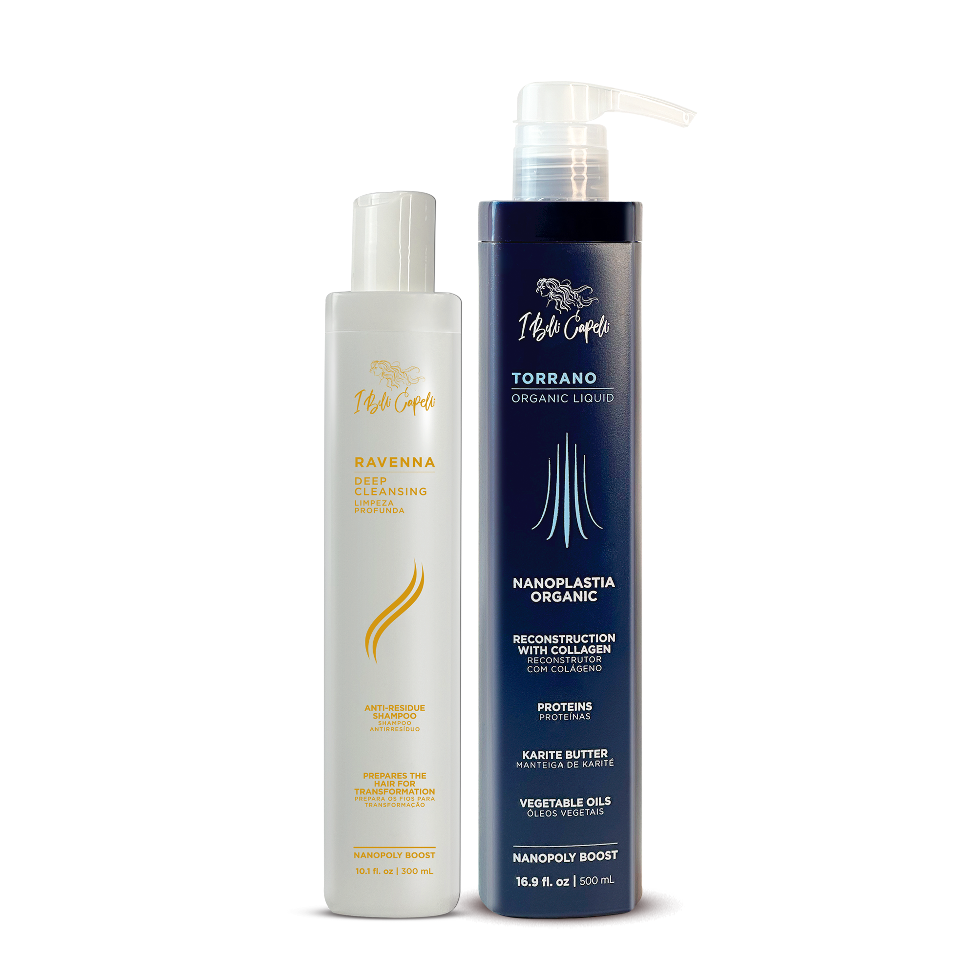 Kit I Belli Capelli Shampoo Ravenna Limpeza Profunda + Torrano Organic Fluid Style