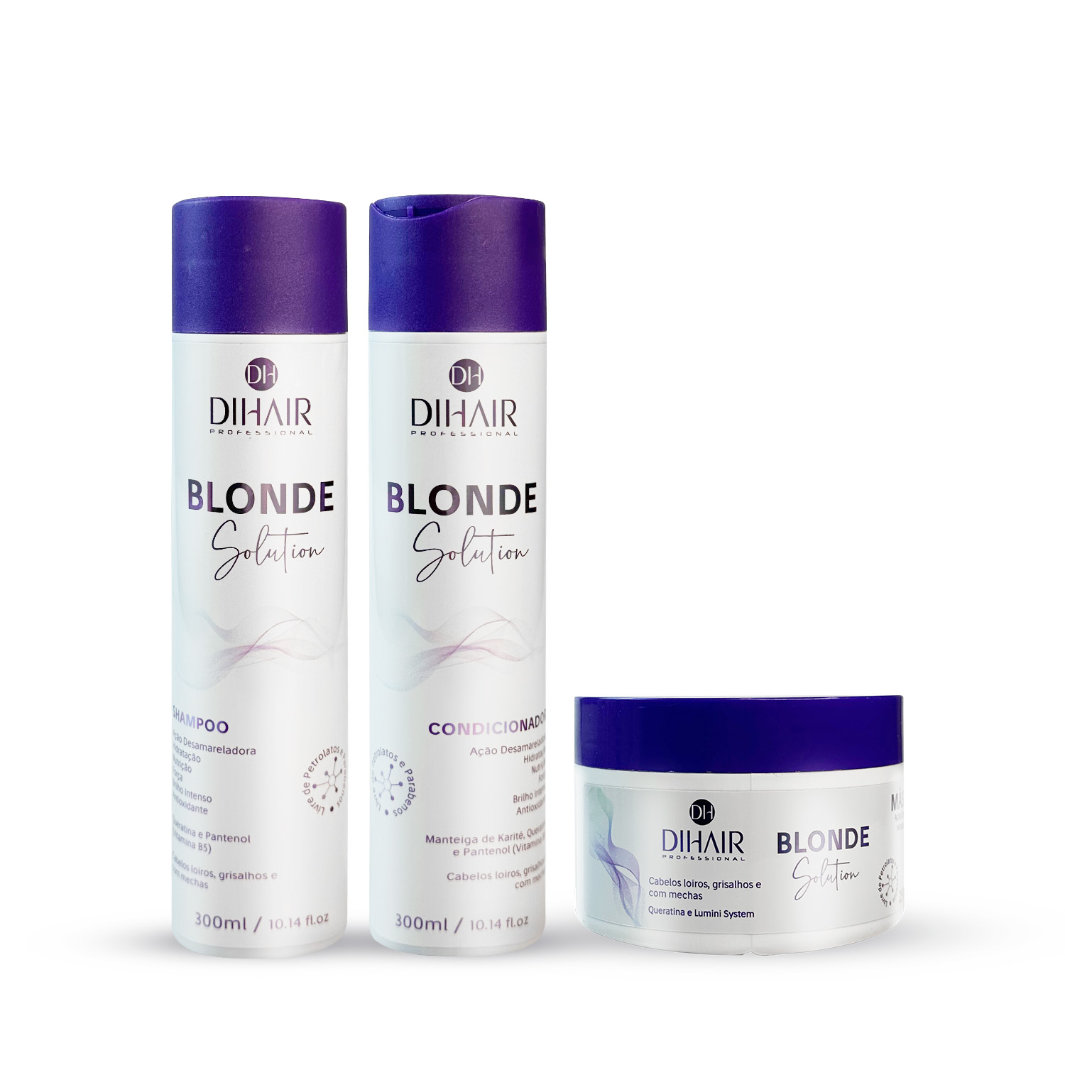 Dihair Professional Blonde Solution Kit – Shampoo, Conditioner 2×10.1 fl oz and Hair Mask 8.81 oz